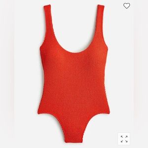 NWT J. Crew Scrunchie Classic Scoopneck One-piece Swimsuit Vivid Flame 12